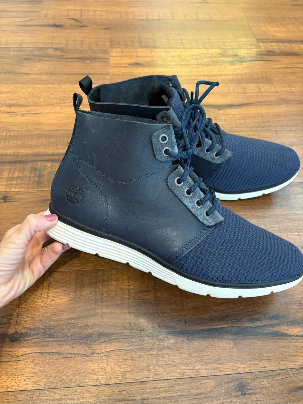 Timberland Killington Men's Leather Knit Chukka Sneaker Boots Navy Blue Mens 13